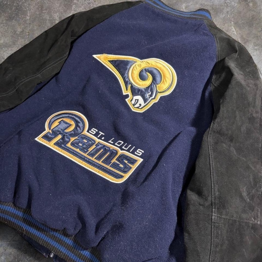 Vintage St. Louis Rams‎ wool leather varsity bomber jacket Size XL NFL Y2K
